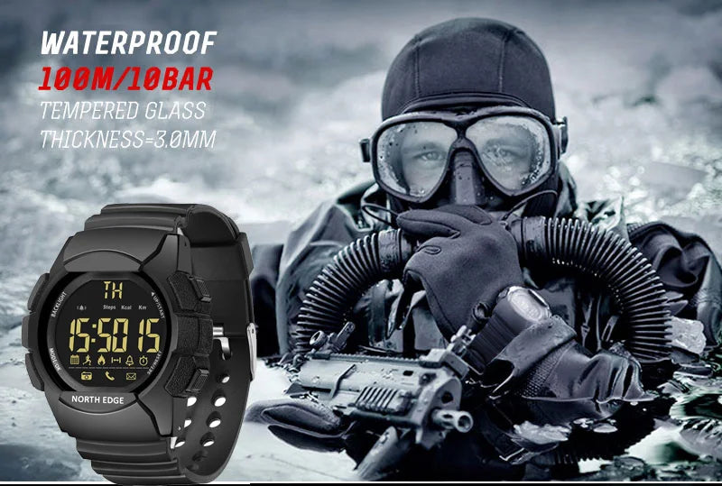 Military Waterproof Digital Watch - 100M Sport Watch with LED Display for Outdoor Adventures