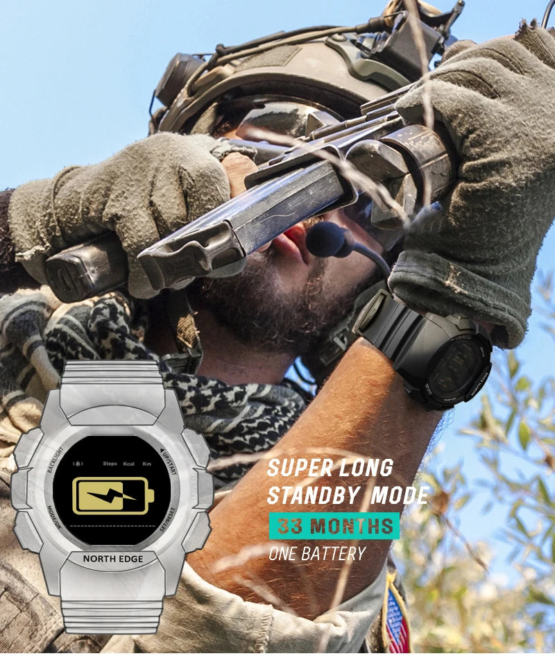 Military Waterproof Digital Watch - 100M Sport Watch with LED Display for Outdoor Adventures