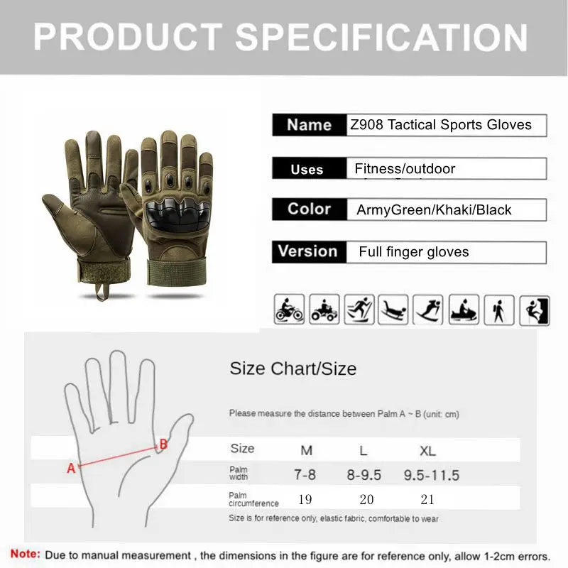 Tactical Full-Finger Shooting Gloves – Touchscreen Compatible Military Hunting Gear