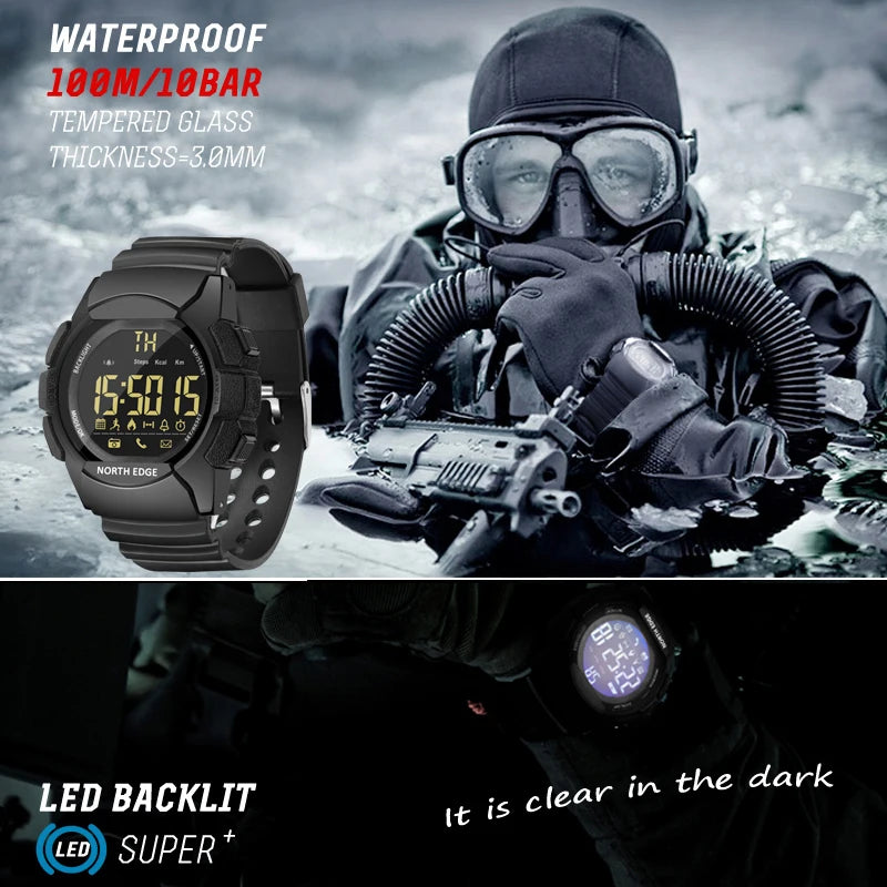 Military Waterproof Digital Watch - 100M Sport Watch with LED Display for Outdoor Adventures