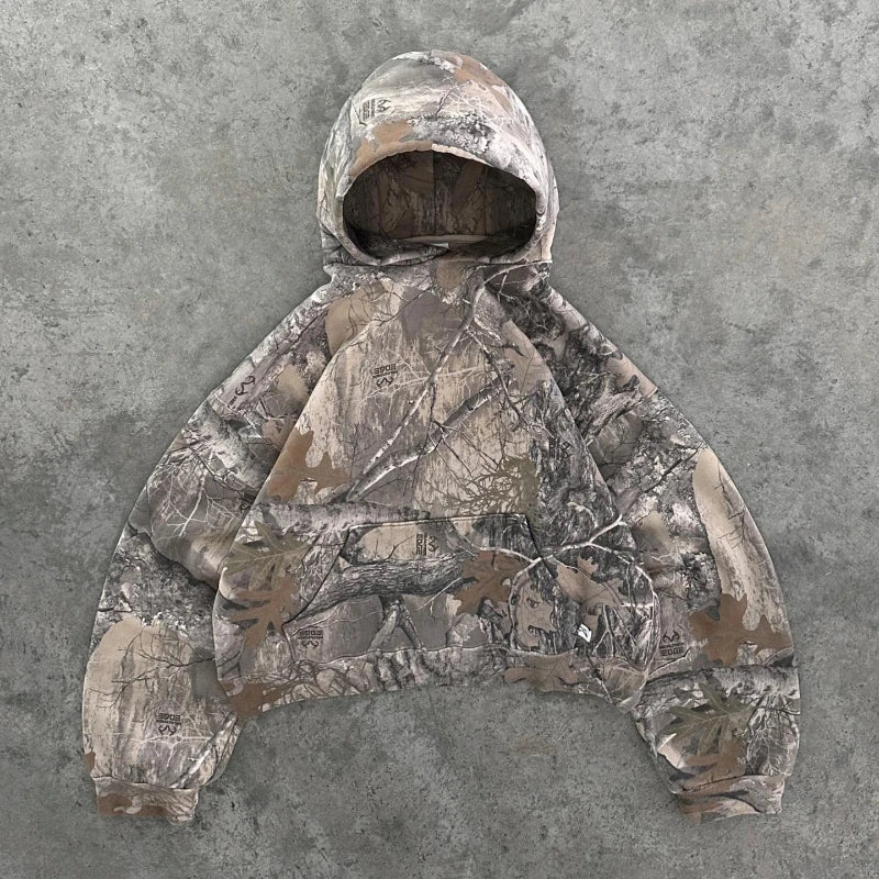 Retro Camouflage Hoodie - High Street Hip Hop Pullover Sweatshirt for Men