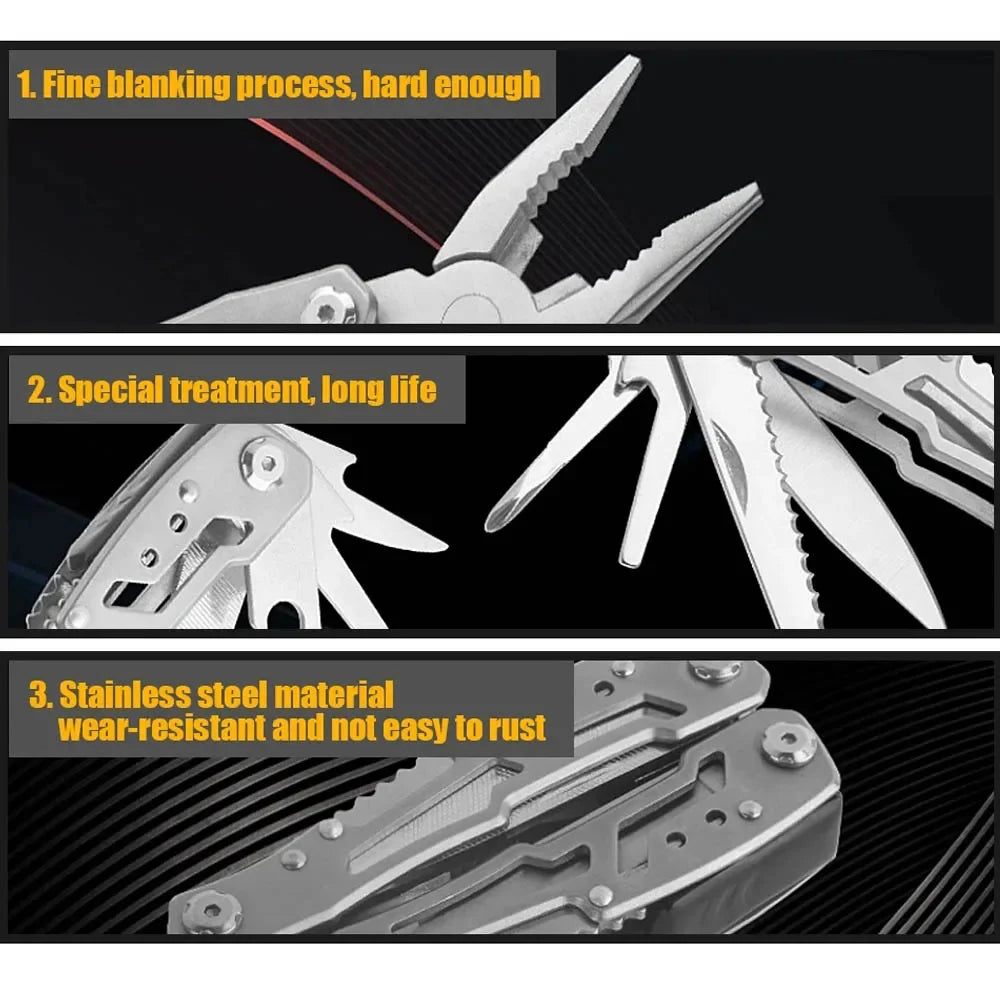 Multi-Tool Pocket Knife & Pliers - Tactical Folding Survival Gear for Outdoor Hunting & Repairs