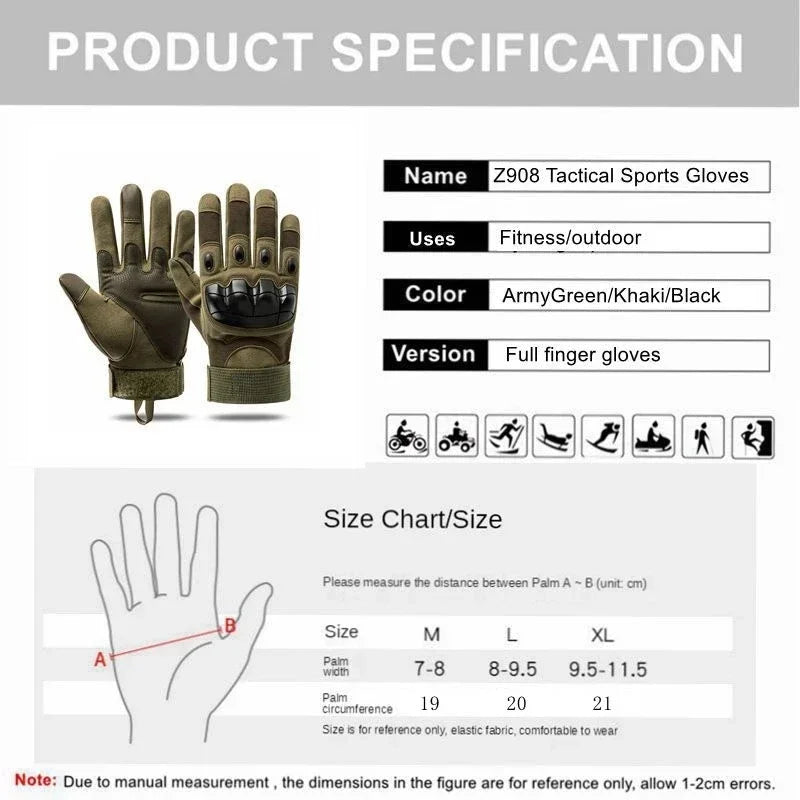 Tactical Full-Finger Shooting Gloves – Touchscreen Compatible Military Hunting Gear