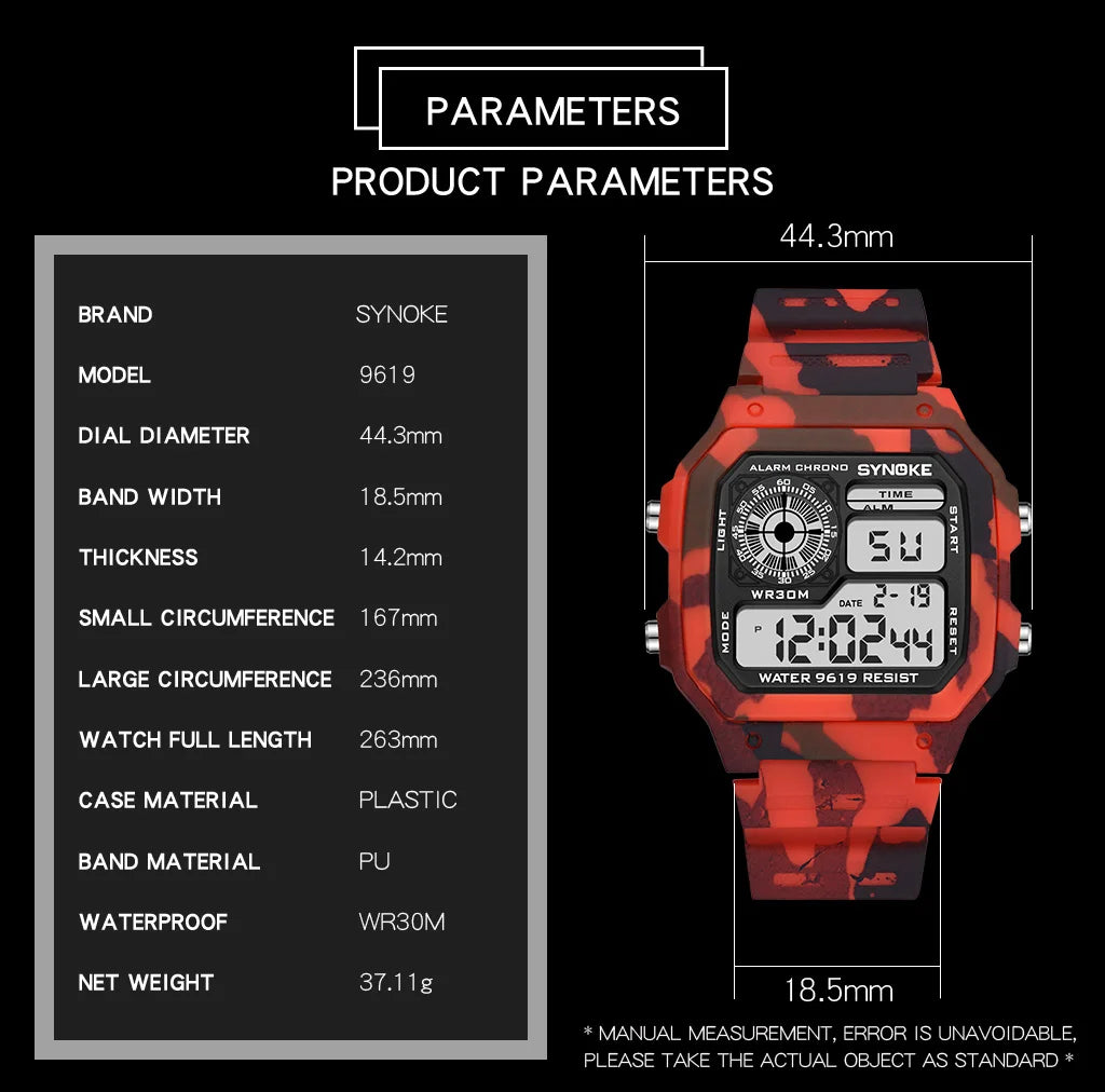 Military Outdoor Digital Watch - Waterproof Multifunctional Tactical Wristwatch for Men