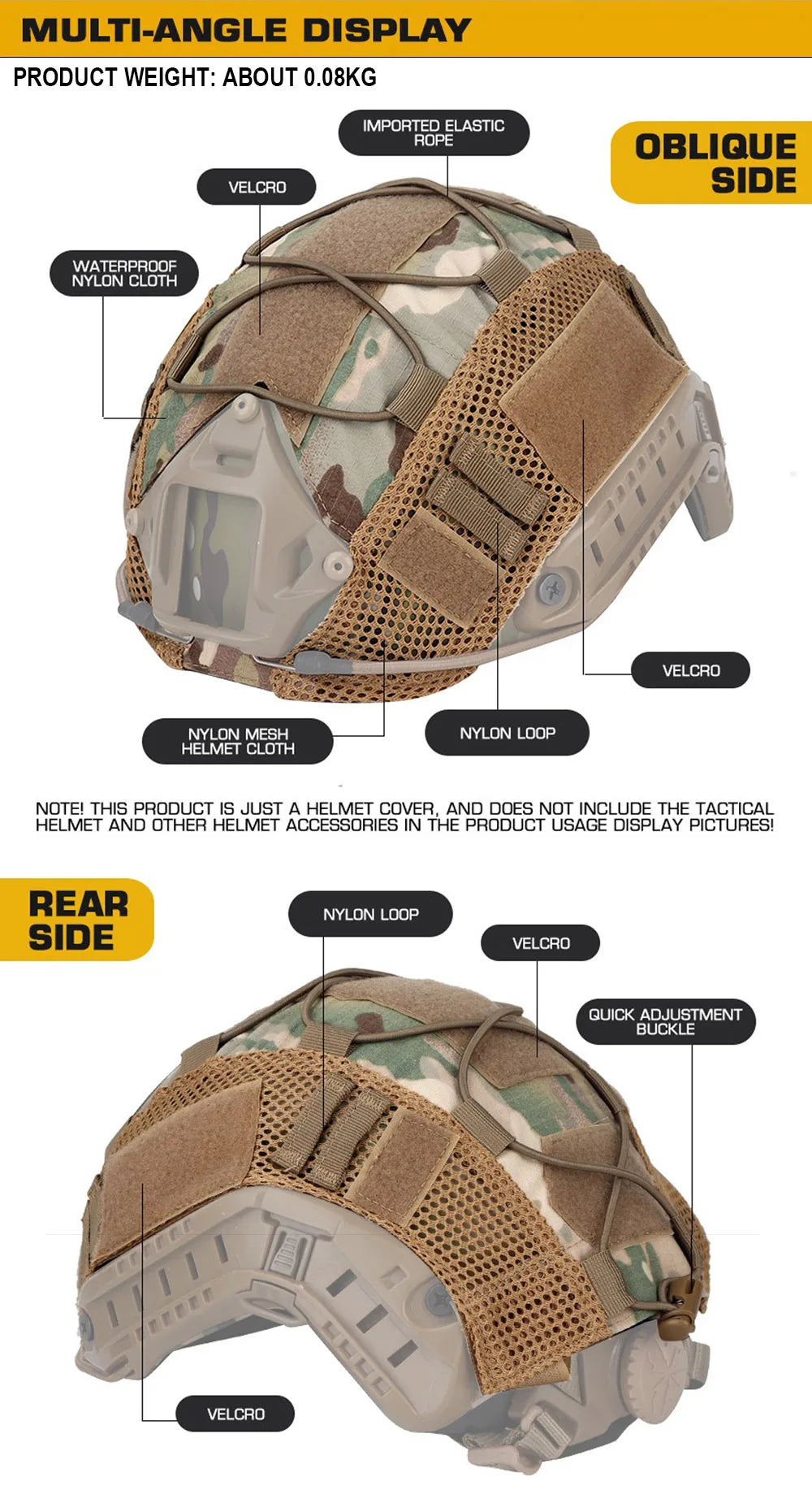 Tactical Helmet Cover for Airsoft & Paintball – High-Cut OPS-Core Design