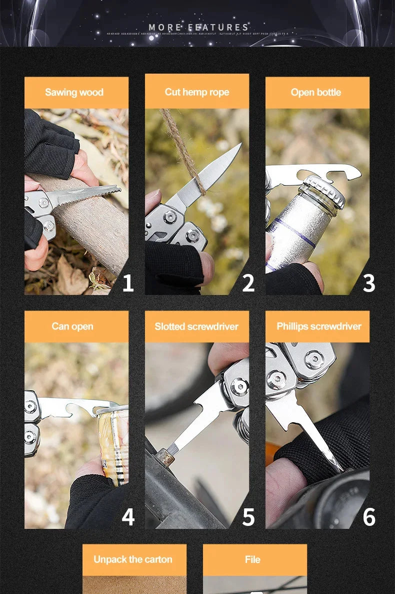 Multi-Tool Pocket Knife & Pliers - Tactical Folding Survival Gear for Outdoor Hunting & Repairs