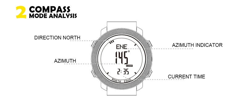 Men’s Sport Digital Watch - Waterproof, Altimeter, Barometer, Compass, and Military Style