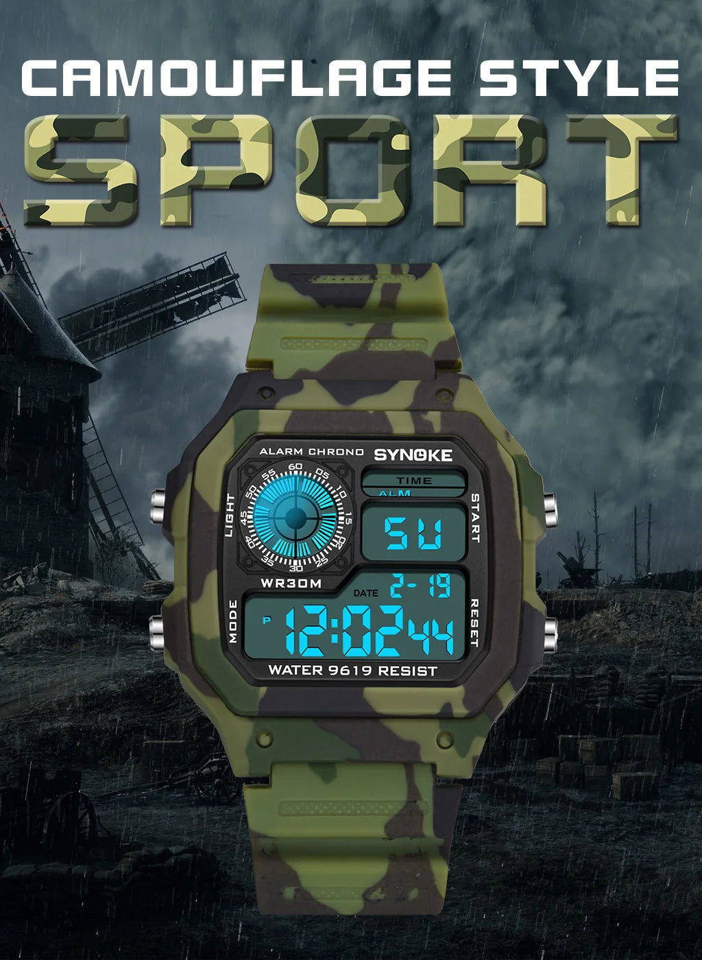 Military Outdoor Digital Watch - Waterproof Multifunctional Tactical Wristwatch for Men