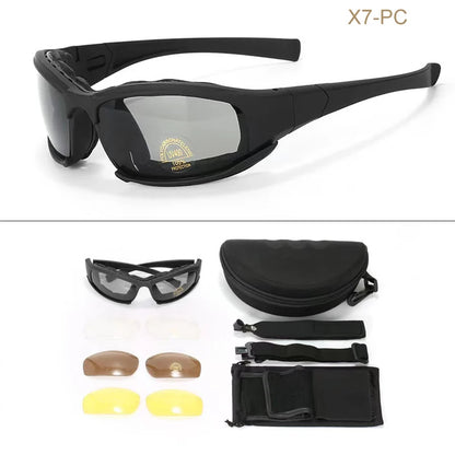 Tactical Polarized Military Goggles - 4 Lens Army Sunglasses for Shooting, Hiking & Outdoor Adventures