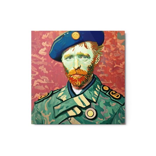 Vincent Van Gogh in Red Camo - Metal Wall Art Prints - Army Artists