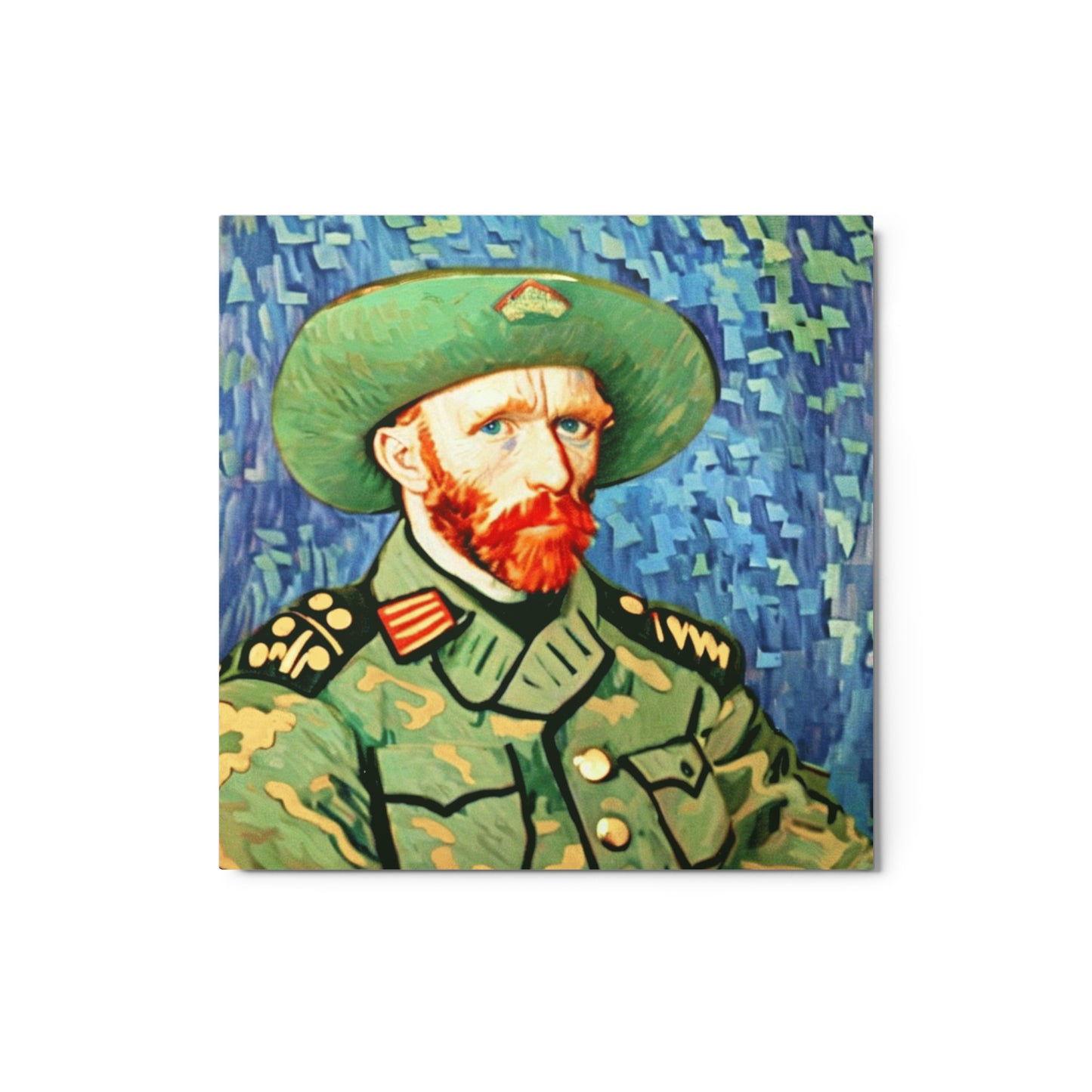 Vincent Van Gogh in Blue Camo - War Metal Wall Art Prints - Army Artists