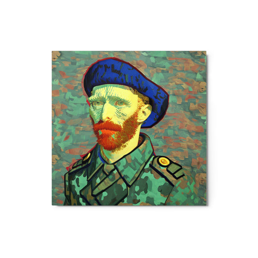 Vincent Van Gogh in Woodland Camo - War Metal Wall Art Prints - Army Artists